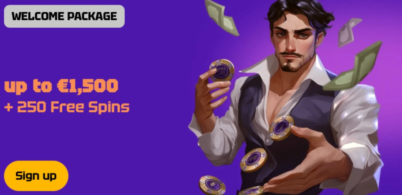 R2PBet Casino welcome package showing £450 bonus and 250 free spins