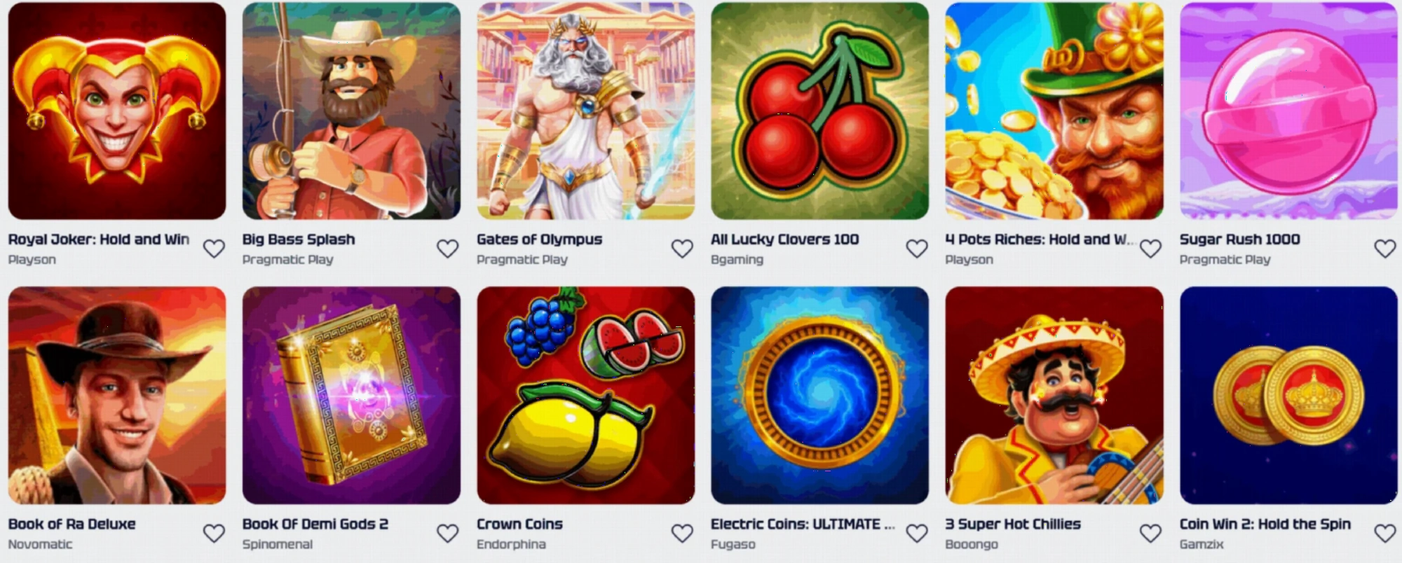 R2PBet game collection featuring slots, table games and live casino